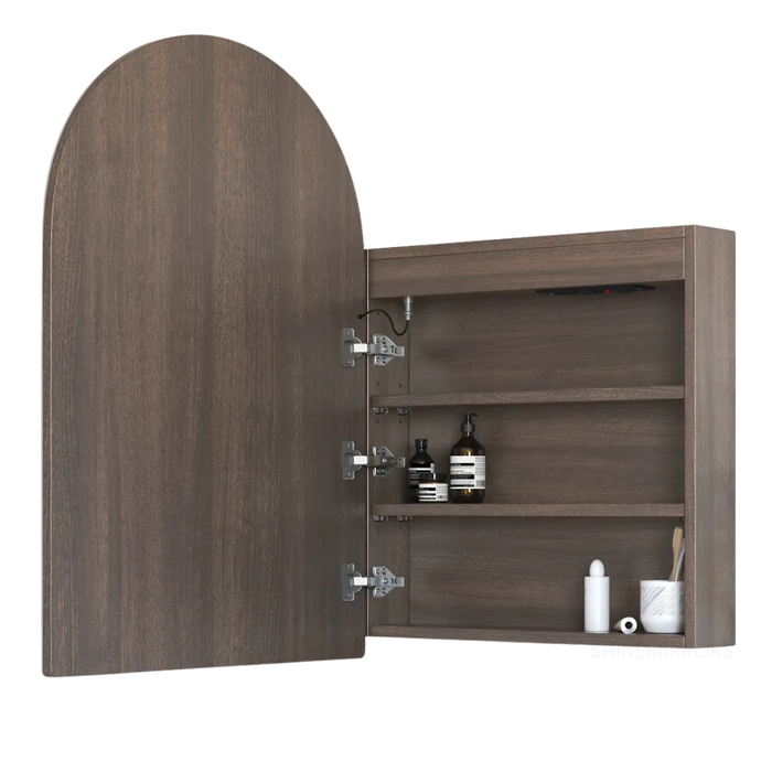 Camilla Sable Walnut LED Frontlit Mirrored Bathroom Shaving Cabinet