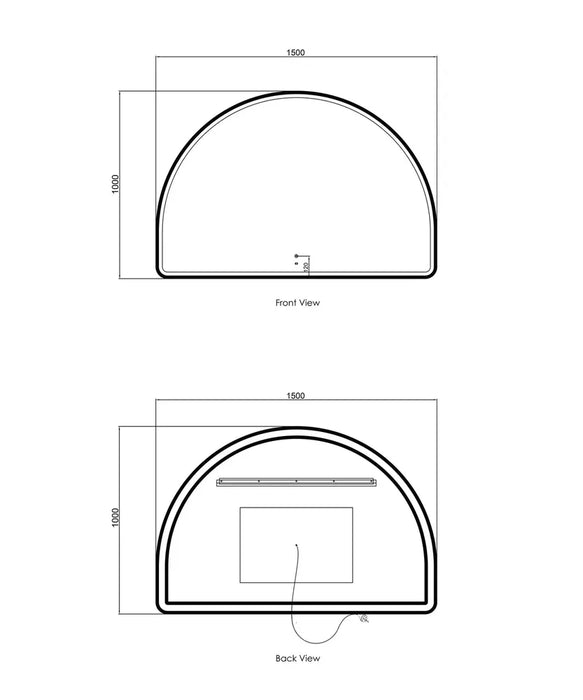 Cardi Arched Half Moon Frontlit LED Bathroom Mirror - Black