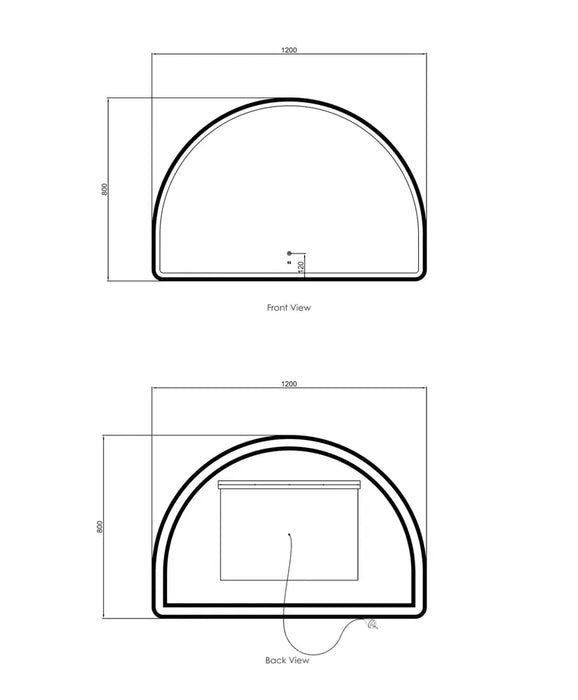 Cardi Arched Half Moon Frontlit LED Bathroom Mirror - Black