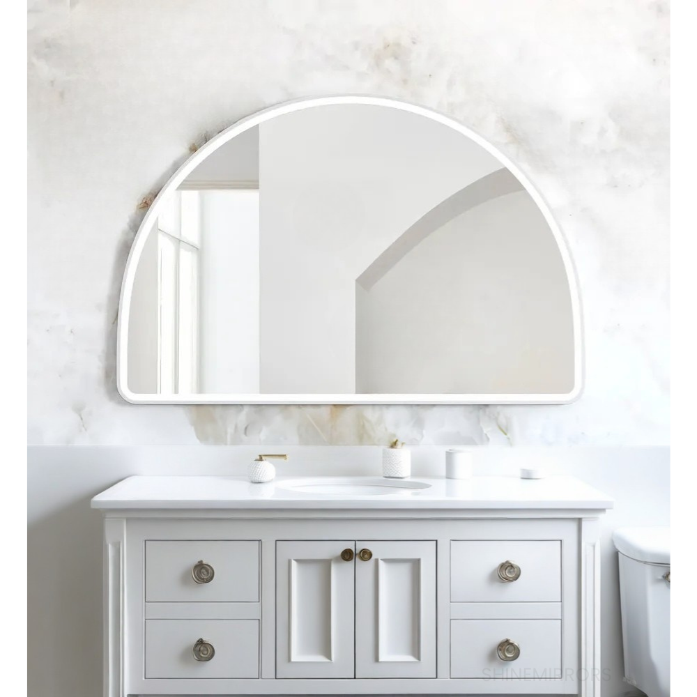 Cardi Arched Half Moon Frontlit LED Bathroom Mirror White — SHINE — free download