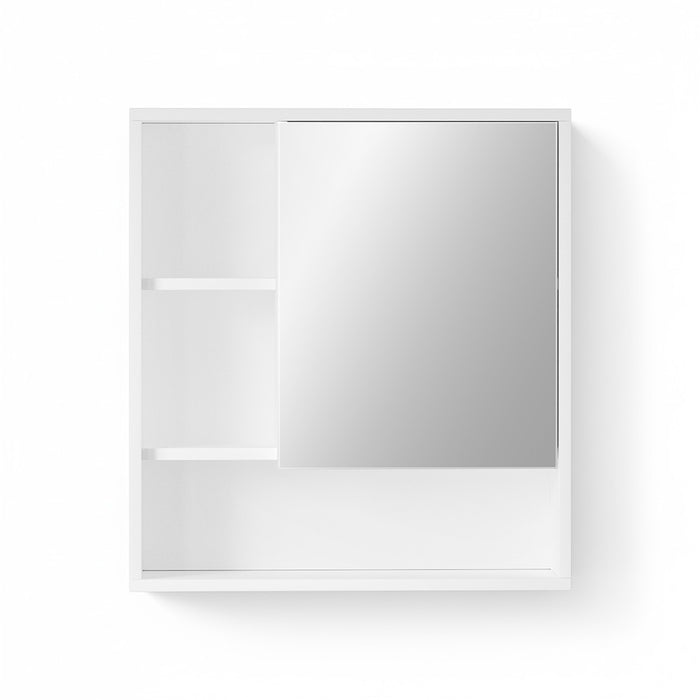 Cedrick White Wall-Mounted Bathroom Mirror Cabinet