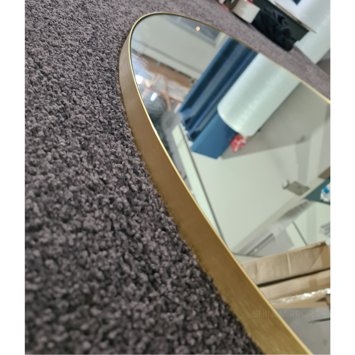 Crescent Round Brushed Gold Framed Wall Mirror
