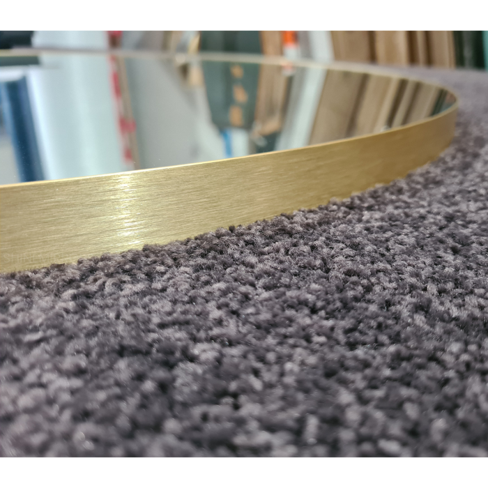 Crescent Round Brushed Gold Framed Wall Mirror