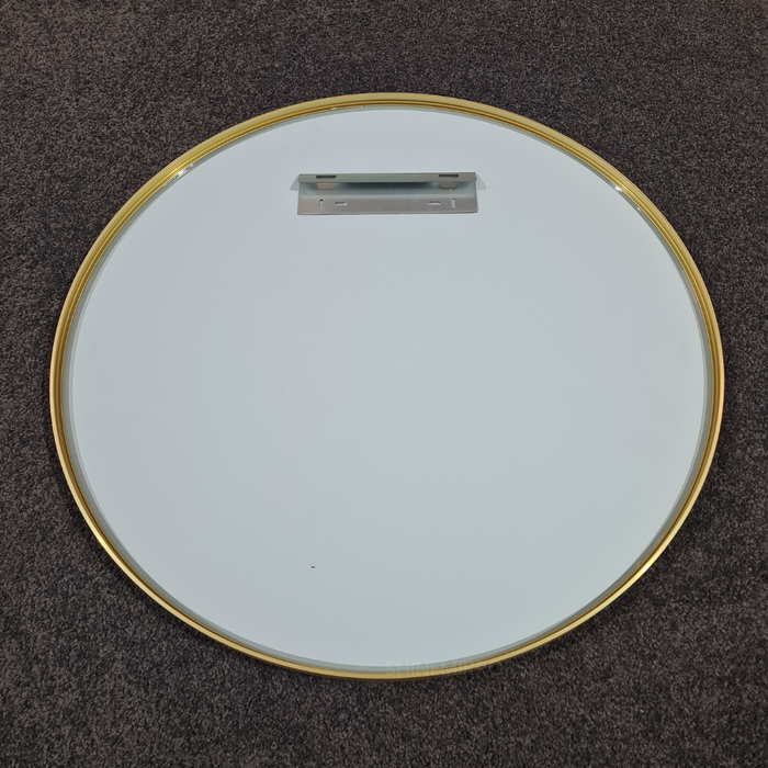 Crescent Round Brushed Gold Framed Wall Mirror