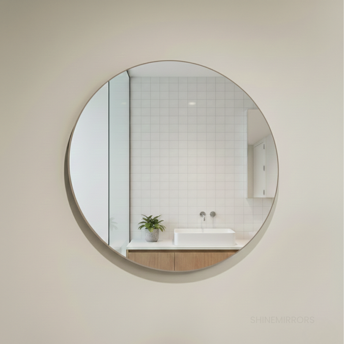 Crescent Round Brushed Gunmetal Framed Wall Mirror