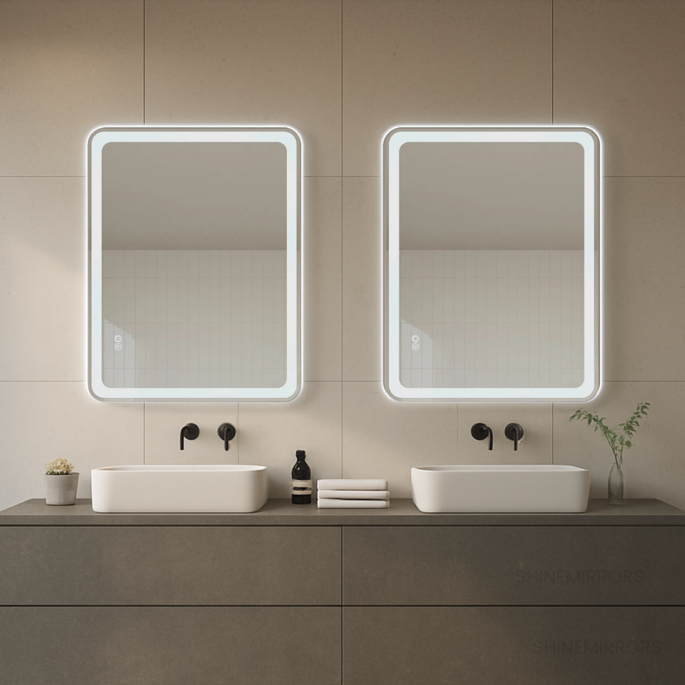 Dario Framed Rectangle Frontlit and Backlit LED Mirror - Touch Button ...