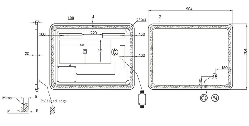 Dario Framed Rectangle Frontlit and Backlit LED Mirror - Touch Button Type - Frame Colour Options