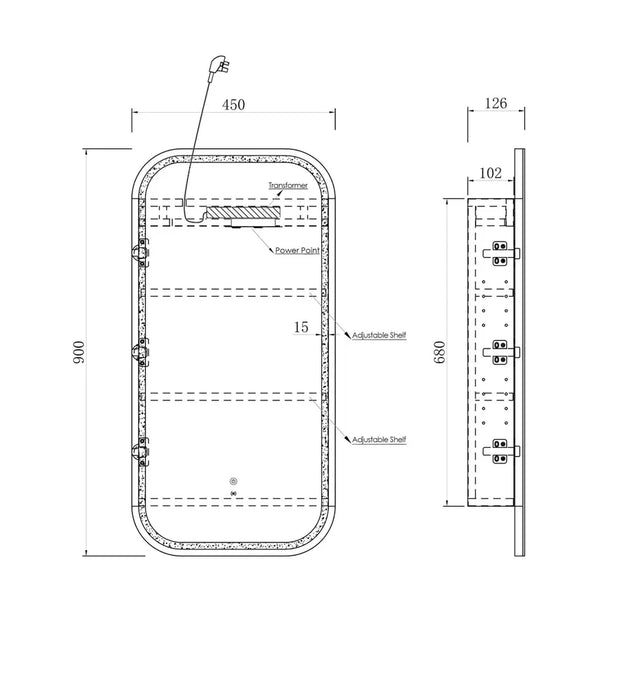 Delfina Woodland Oak LED Frontlit Mirrored Bathroom Shaving Cabinet