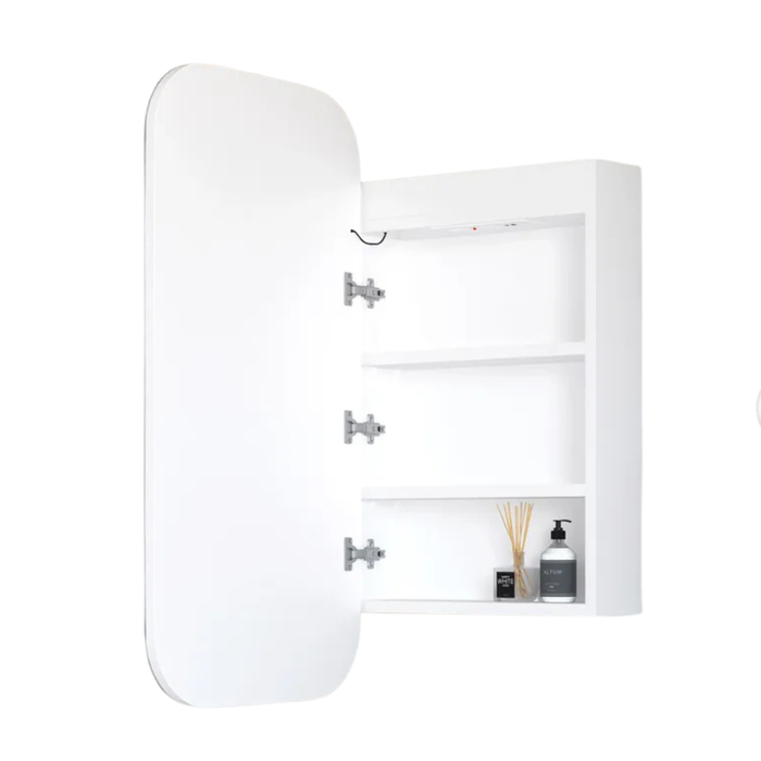 Delfina Matte White LED Frontlit Mirrored Bathroom Shaving Cabinet