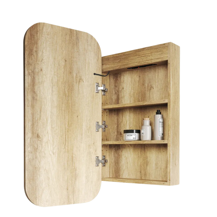 Delfina Natural Oak LED Frontlit Mirrored Bathroom Shaving Cabinet