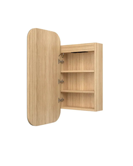 Delfina Woodland Oak LED Frontlit Mirrored Bathroom Shaving Cabinet