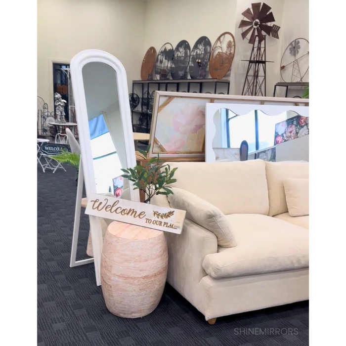 Lovella White Arched Floor Standing Mirror