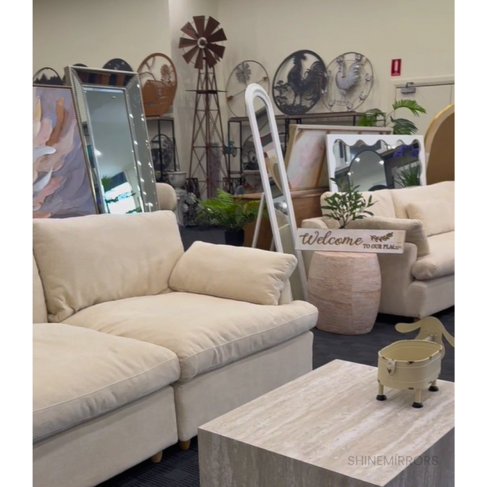 Lovella White Arched Floor Standing Mirror