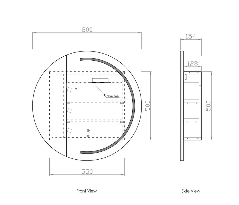 Elisa LED Mirror Round Bathroom Shaving Cabinet