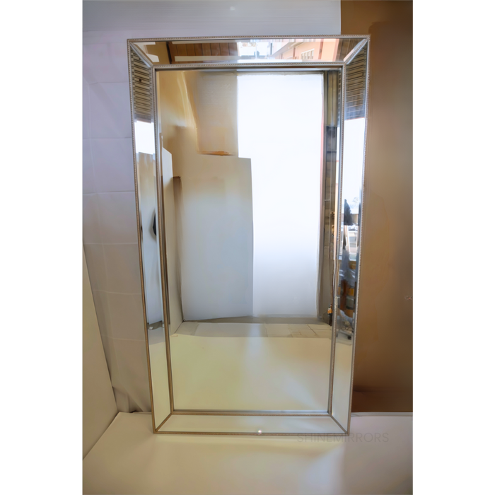 Elsa Wall Mirror Silver Beaded