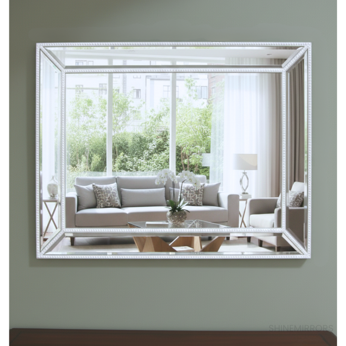 Elsa White Beaded Wall Mirror