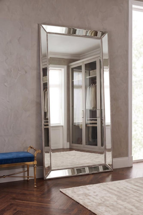 Elsa Large Wall Mirror Silver Beaded