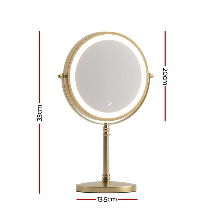 Emar Gold Round Shaving and Makeup Mirror With LED Light And 10x Magnification