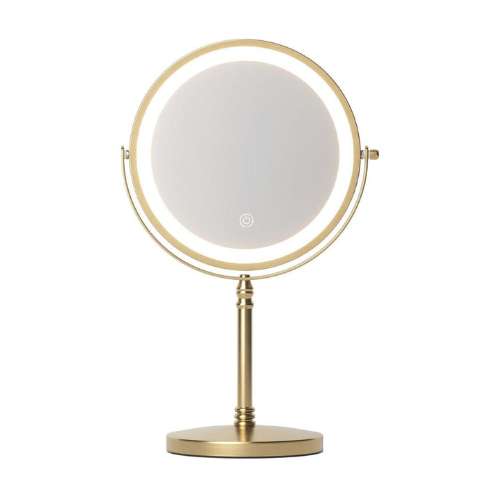Emar Gold Round Shaving and Makeup Mirror With LED Light And 10x Magnification