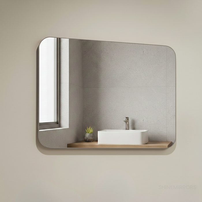 Flordeliza Brushed Gunmetal Framed Rectangle Wall Mirror