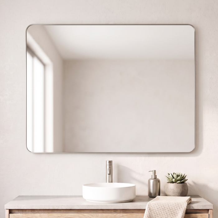 Flordeliza Brushed Nickel Framed Rectangle Wall Mirror