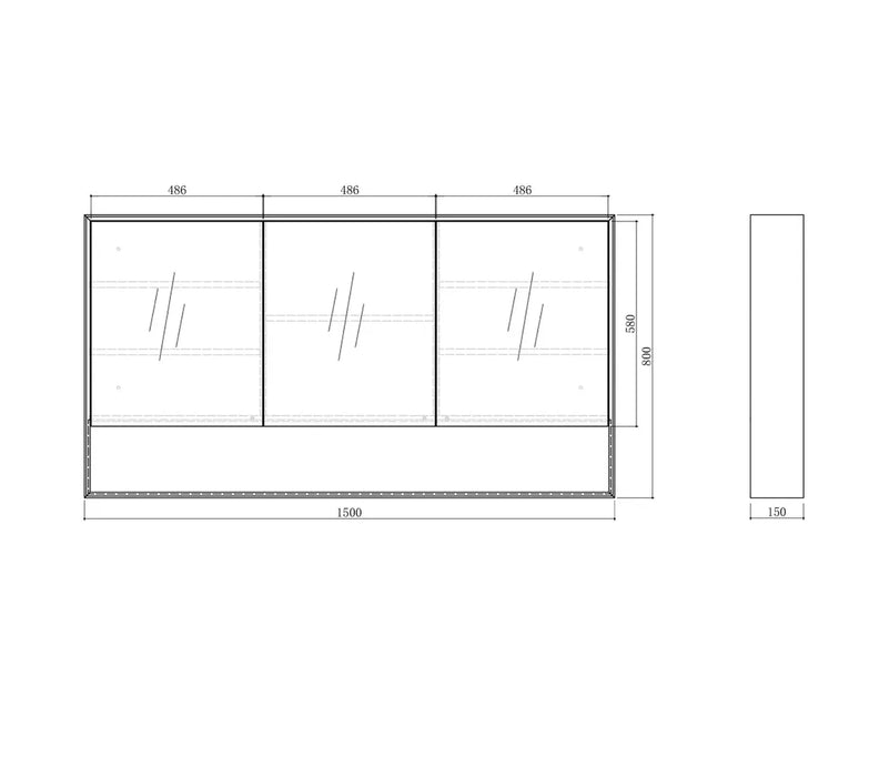 Florencia Natural Oak 3 Door Mirrored Bathroom Shaving Cabinet