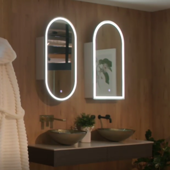 Blanca Arched Frontlit LED Shaving Cabinet With Options for Coloured Frame