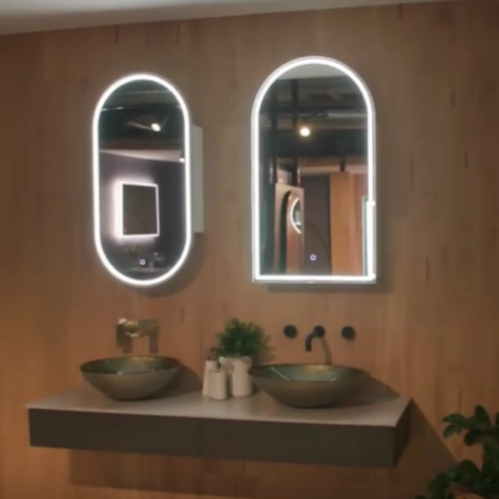 Blanca Arched Frontlit LED Shaving Cabinet With Options for Coloured Frame