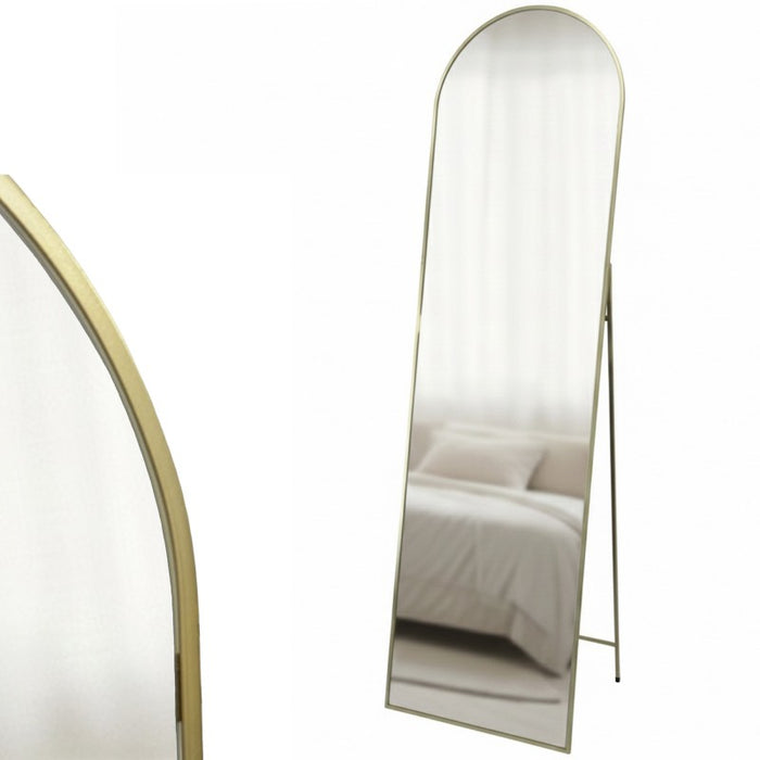 Nickly Gold Arched Floor Standing Mirror