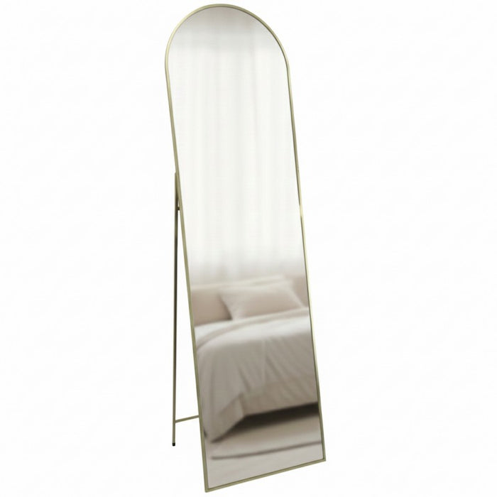 Nickly Gold Arched Floor Standing Mirror