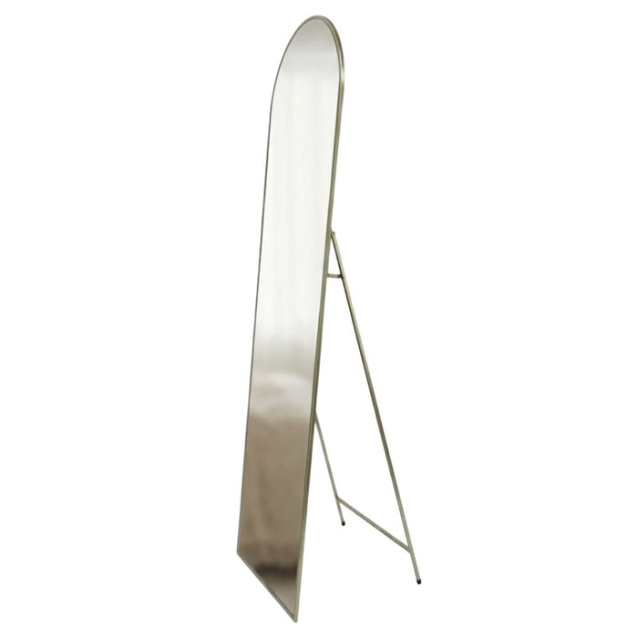Nickly Gold Arched Floor Standing Mirror