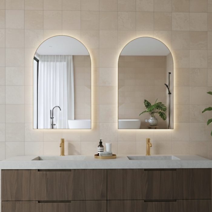 Aurelio Arch Backlit Framed LED Mirror - Touch Button Type - Frame Colour Options