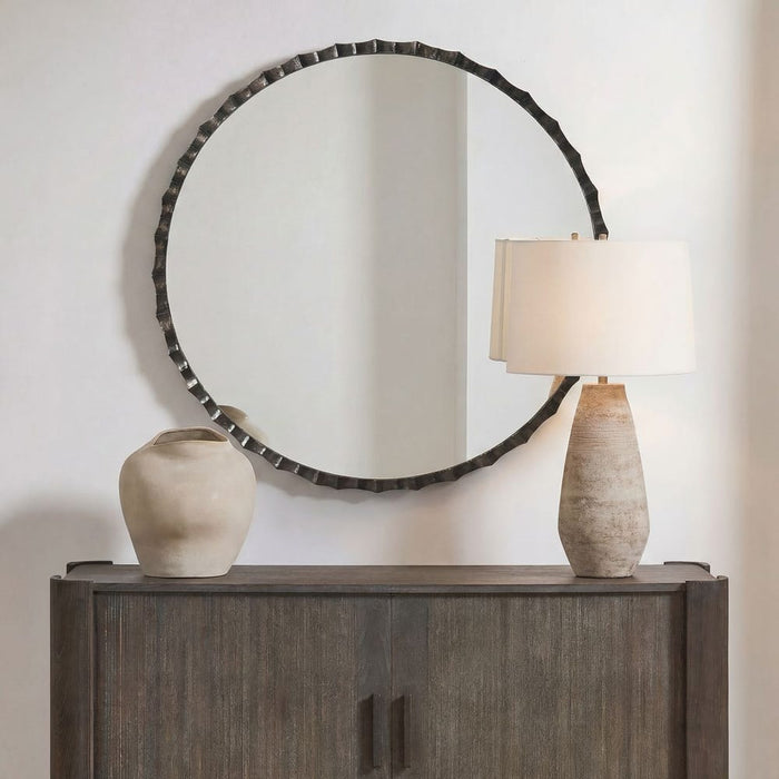 Uttermost Grander Black Round Wall Mirror