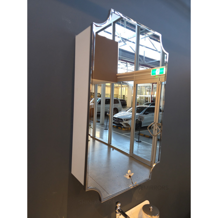 Hamilton Scalloped Chrome Silver Mirror Cabinet