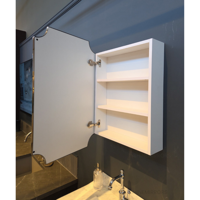 Hamilton Scalloped Chrome Silver Mirror Cabinet