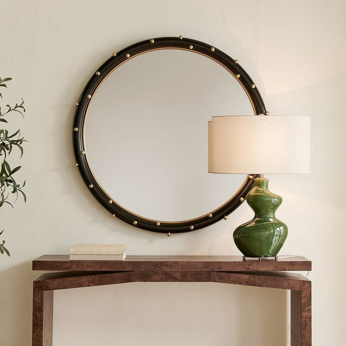 Uttermost Helia Matte Black Round Wall Mirror