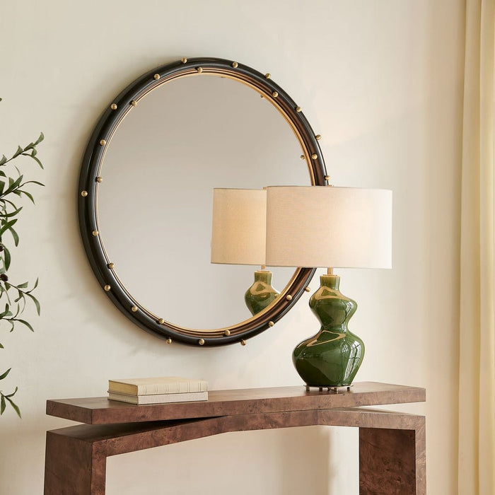 Uttermost Helia Matte Black Round Wall Mirror