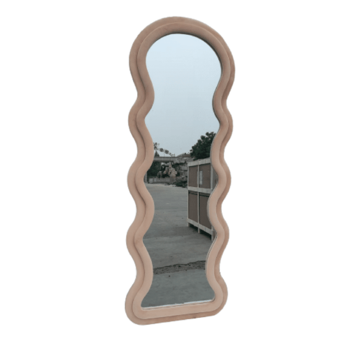 Wennie Beige Velvet Full Length Mirror