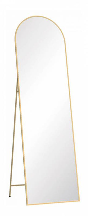 Nickly Gold Arched Floor Standing Mirror