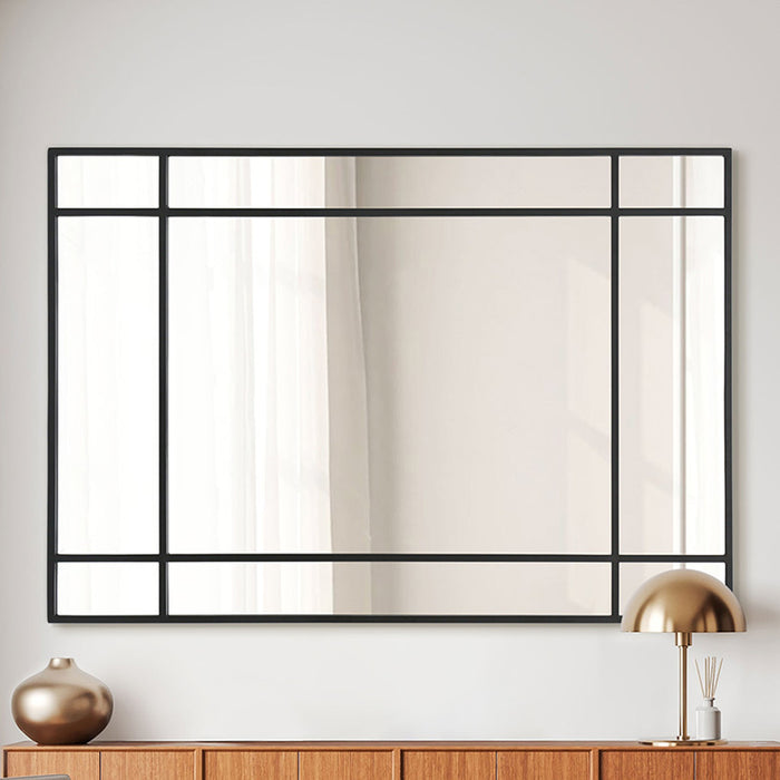 Jira Black Rectangular Iron Wall Mirror