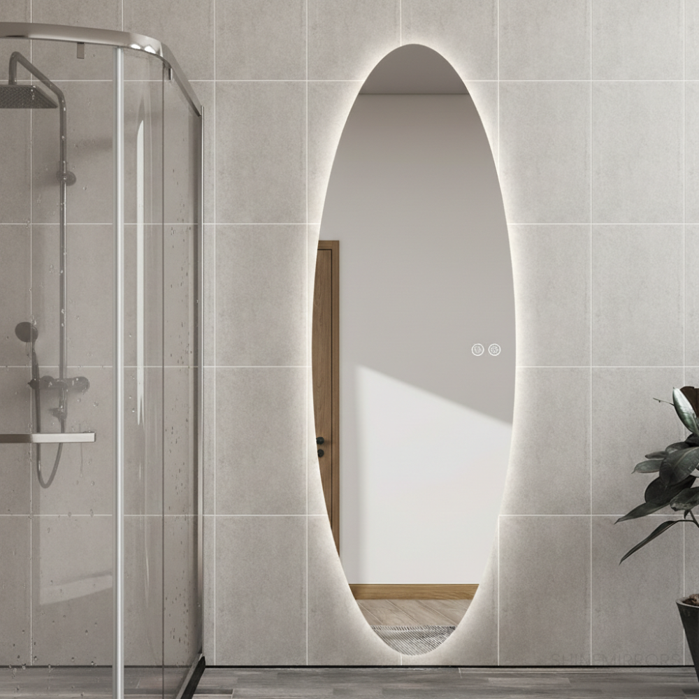 Kaia Oval Backlit LED Frameless Wall Mirror — SHINE MIRRORS AUSTRALIA