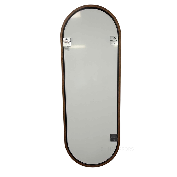 Kyra Walnut Wood Oval Full-Length Wall Mirror