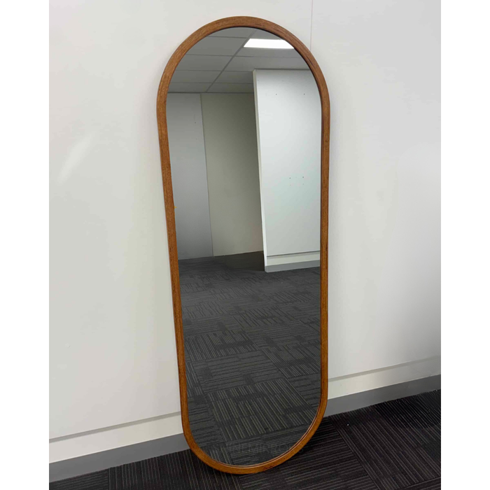 Kyra Walnut Wood Oval Full-Length Wall Mirror