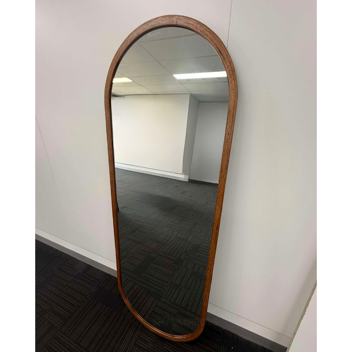 Kyra Walnut Wood Oval Full-Length Wall Mirror