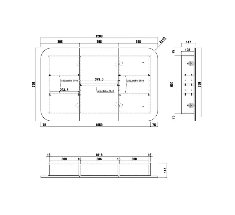 Lucy Woodland Oak Shaving Mirror Cabinet 3-door