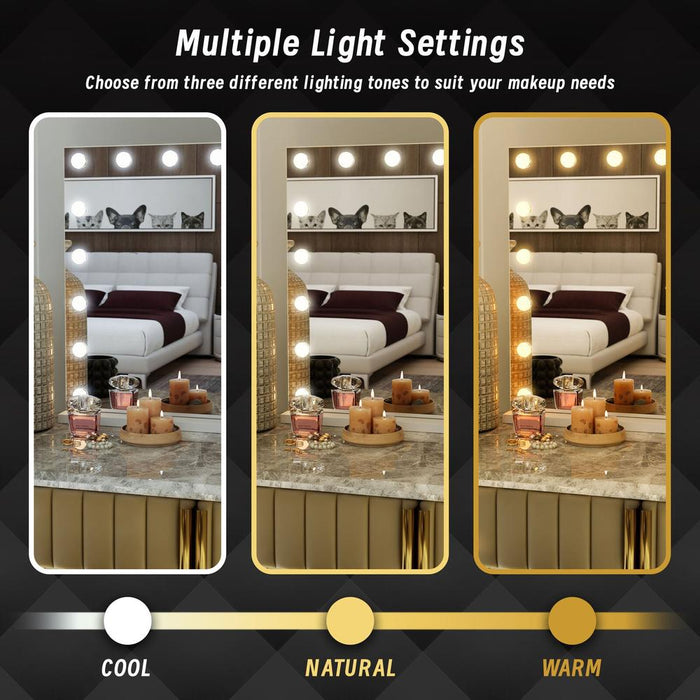 Laddie LED White Rectangular Make-Up Hollywood Mirror