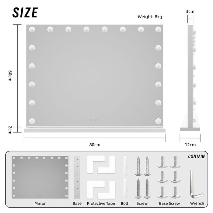 Laddie LED White Rectangular Make-Up Hollywood Mirror