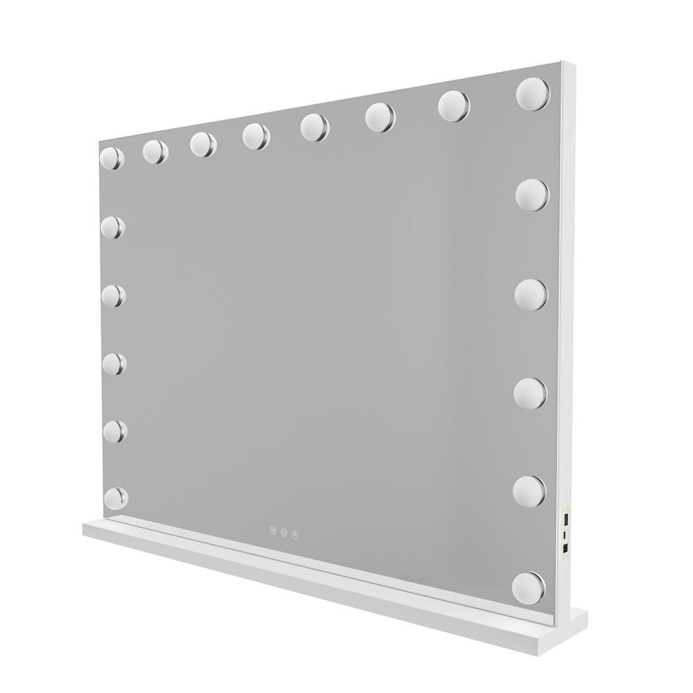 Laddie LED White Rectangular Make-Up Hollywood Mirror — SHINE MIRRORS ...