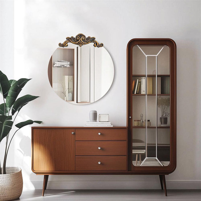 Lindsay Ornate Gold Round Wall Mirror