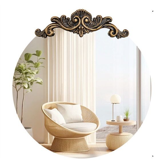 Lindsay Ornate Gold Round Wall Mirror